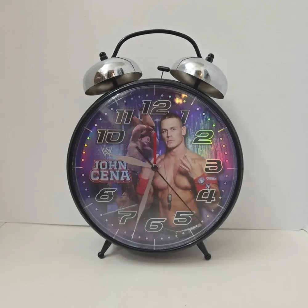 WWE John Cena Alarm Clock Twin Bell Analog Kids Room Wrestling Collectible Large